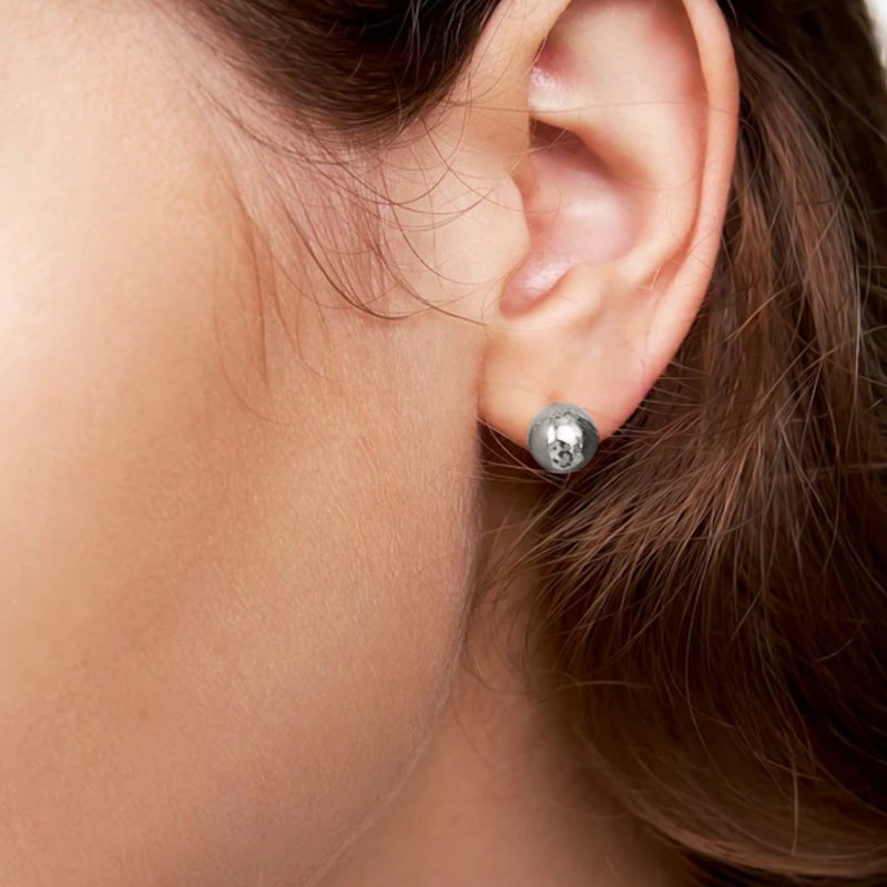 Thumbnail of Sterling Silver Sculpted Stud Earrings – Contemporary Minimalist Designer Jewelry image