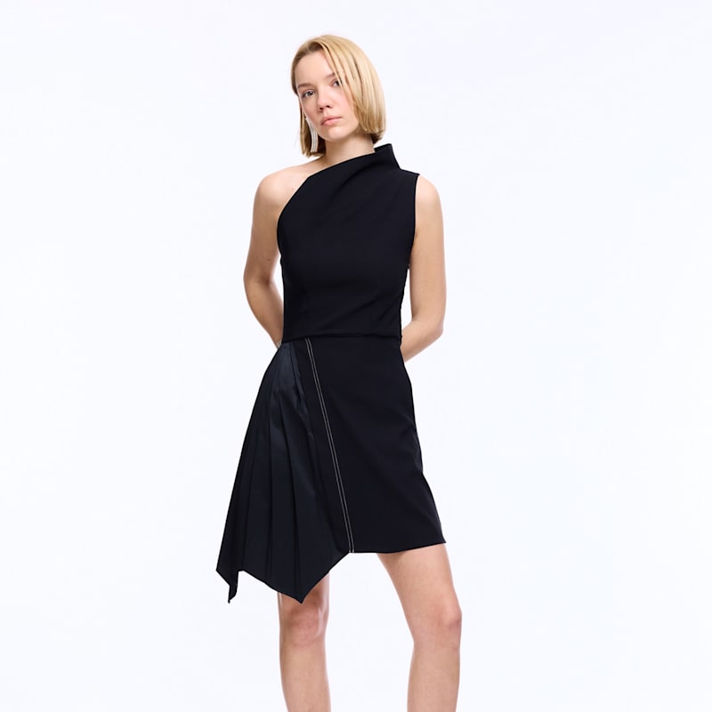 【新品】Andmary Fur pocket mini dress black ANDMARY】Fur pocket mini dress