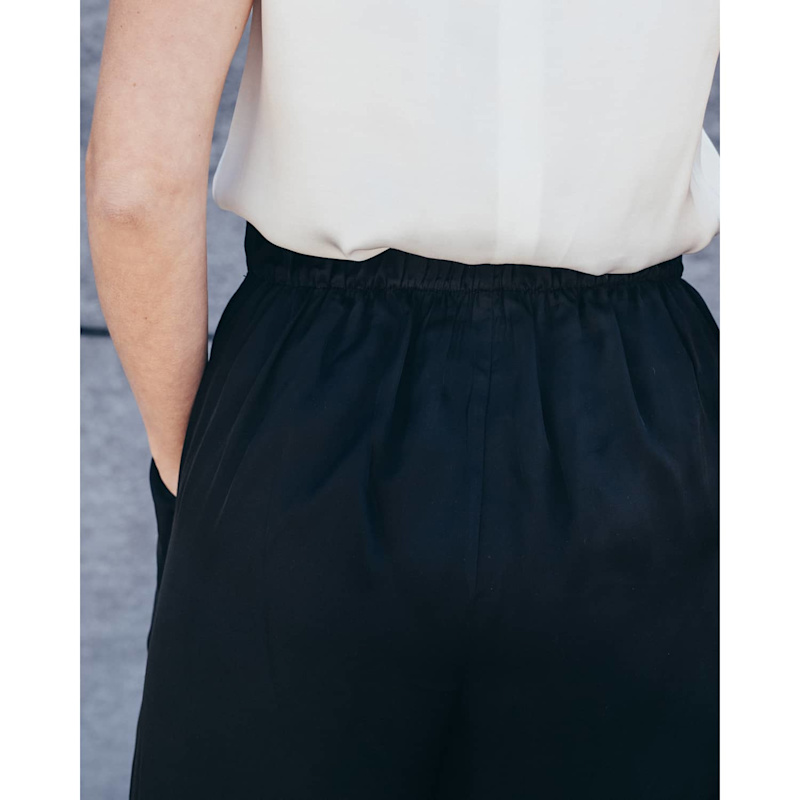 Thumbnail of Echo – Black Satin Viscose Wide-Leg Trousers image