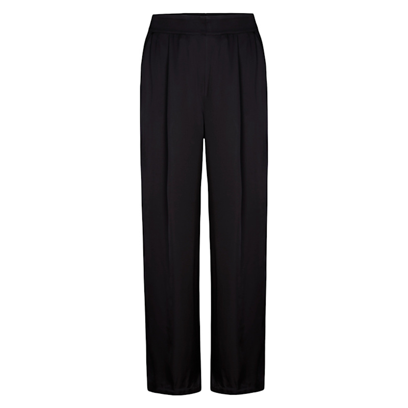Thumbnail of Echo – Black Satin Viscose Wide-Leg Trousers image