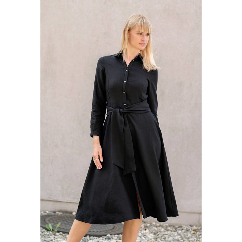 Thumbnail of Echo Midi Shirt Dress With Belt - Black image