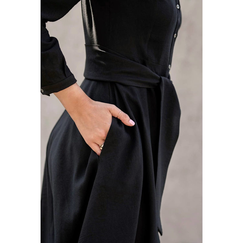 Thumbnail of Echo Midi Shirt Dress With Belt - Black image