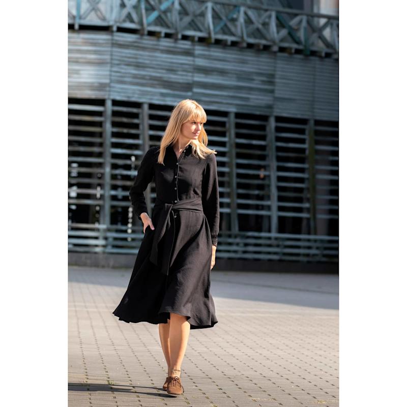 Thumbnail of Echo Midi Shirt Dress With Belt - Black image