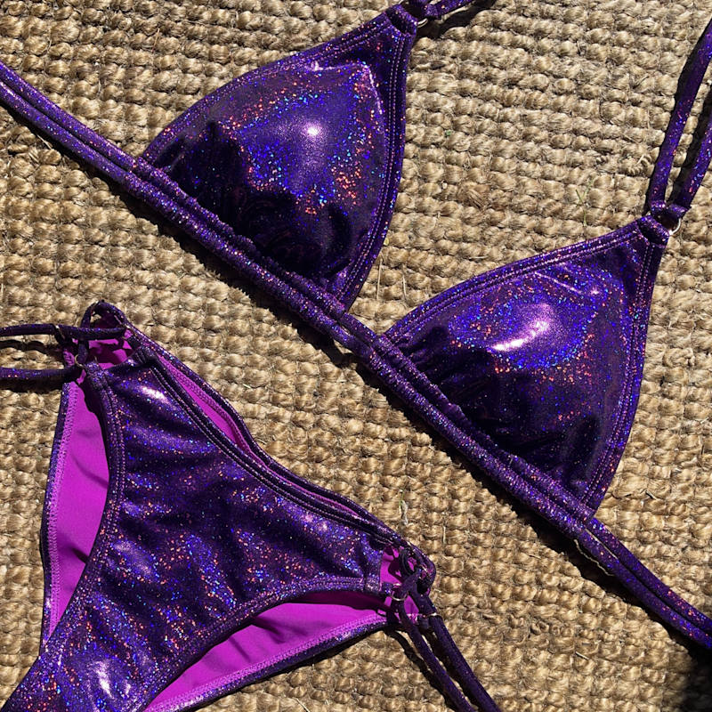Thumbnail of Eden Adjustable Scrunch Bikini Bottom - Glitter Grape image