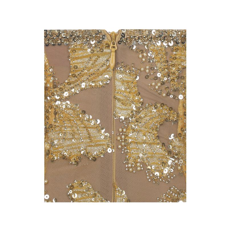 glitter pencil dress Edie Gold Beaded Sequin Midi by Miss Circle New York Wrap Skirt