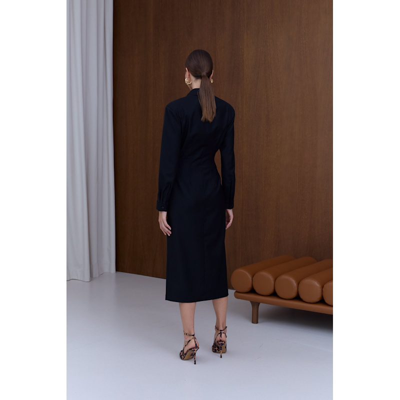 Undress Edith Wool Midi Dress - Black