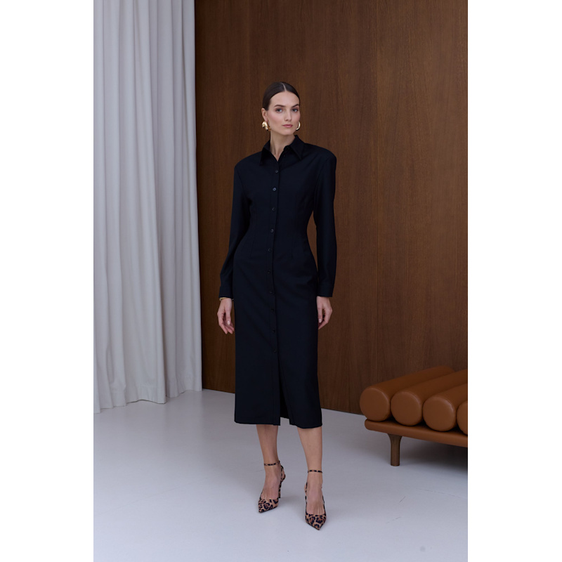 Women's Edith Black Wool Midi Dress | Extra Small | Undress