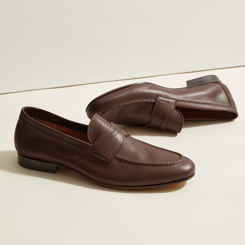 Edward Penny Loafer - Dark Brown Pebble Grain | Jack Erwin  display picture 3