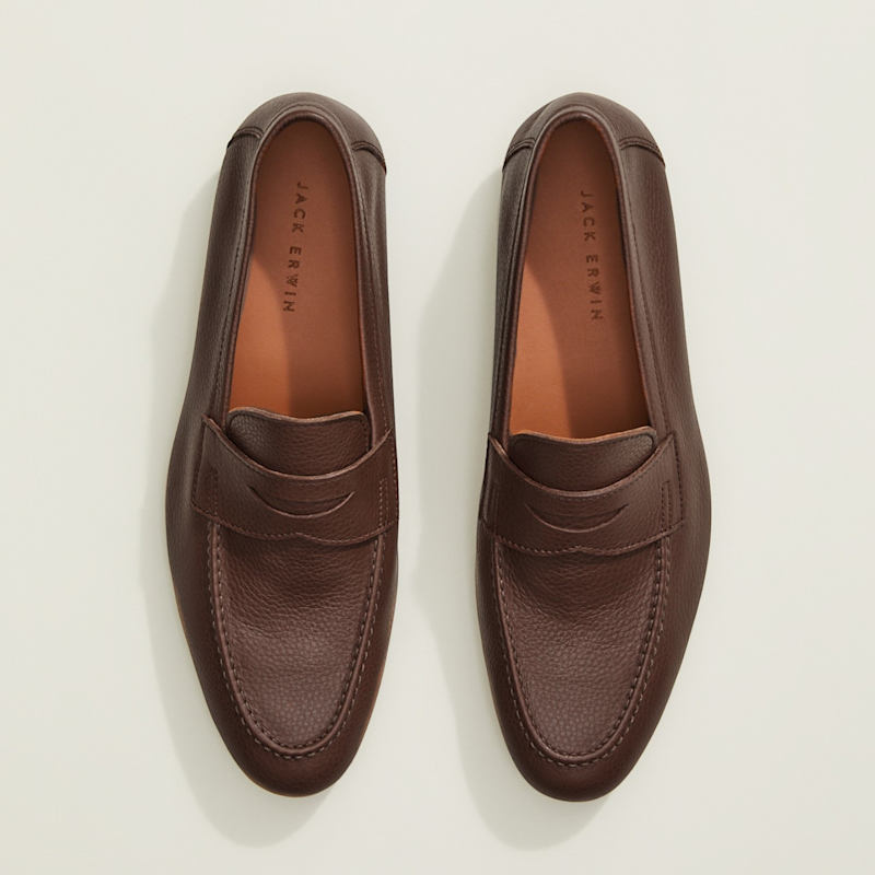 Edward Penny Loafer - Dark Brown Pebble Grain | Jack Erwin  display picture 2