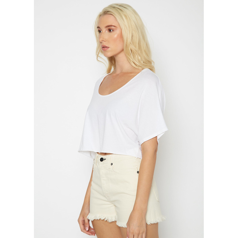 Thumbnail of Slouch Wide Scoop Neck Cropped Tee - White image