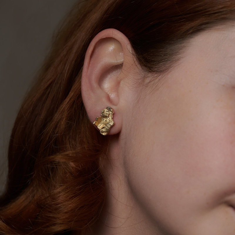 Thumbnail of Eighe Gold Vermeil Sterling Silver Textured Stud Earrings image