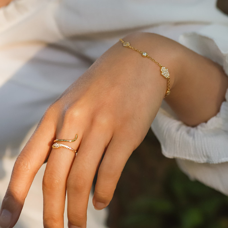 Eina Hamsa Hand Evil Eye Bracelet Gold Plated LUNA CHARLES