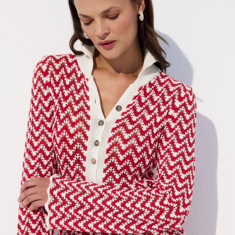 Thumbnail of Elara Beachwear Knit Red Romper image