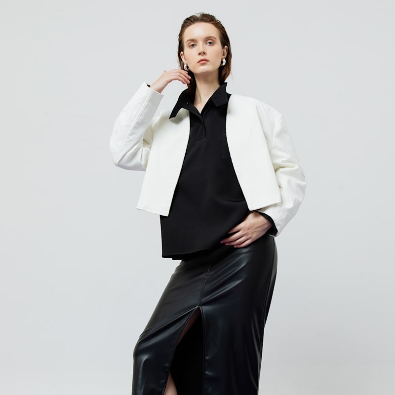 Thumbnail of Dahlia Black Faux Leather Midi Skirt image
