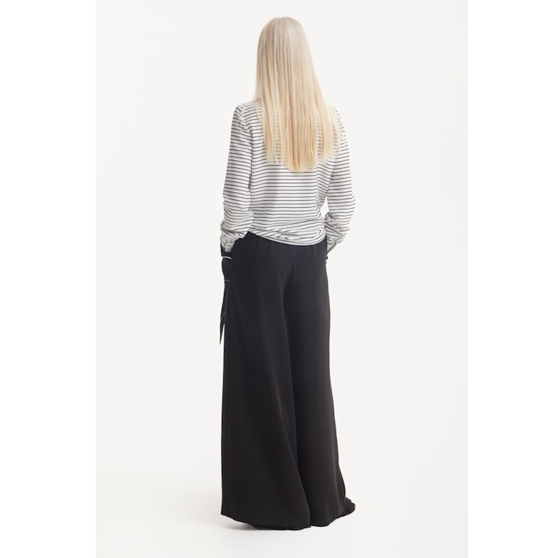Thumbnail of Elasticated Waist Trousers With Contrast Piping Black image