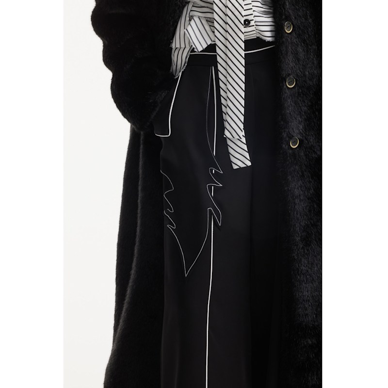 Thumbnail of Elasticated Waist Trousers With Contrast Piping Black image