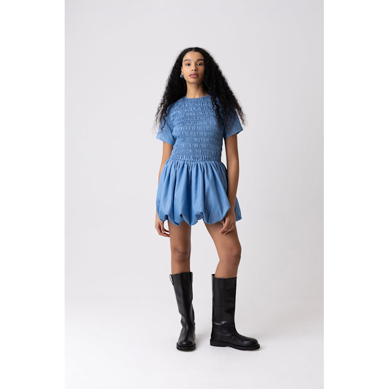 Thumbnail of Eleanor Lyocell Chambray Blue Ultra Mini Puffball Dress image