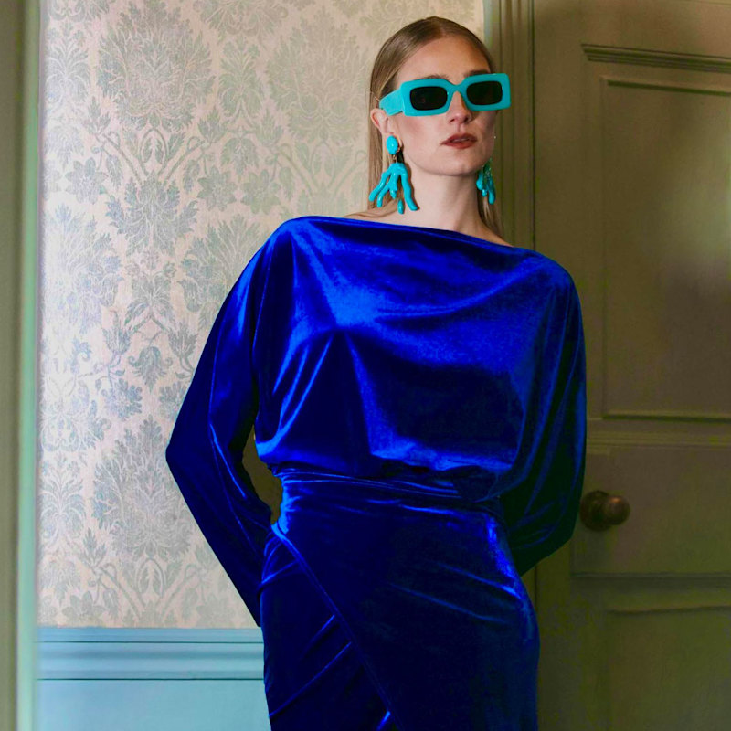 Electric Blue Bella Velvet Dress | Beatrice von Tresckow | Wolf