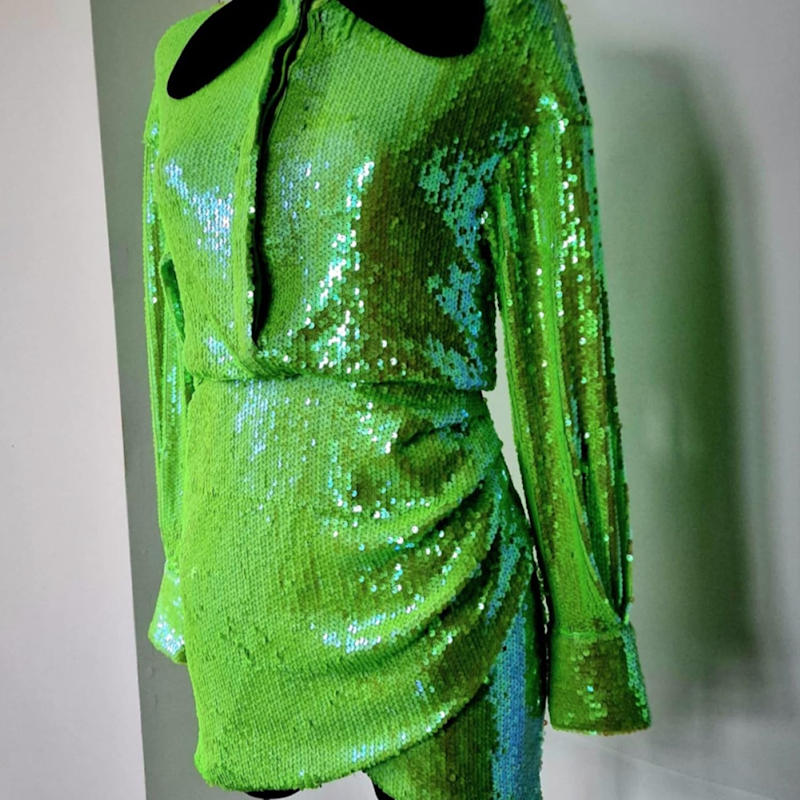 Thumbnail of Electric Lime Sequin Mini Dress image