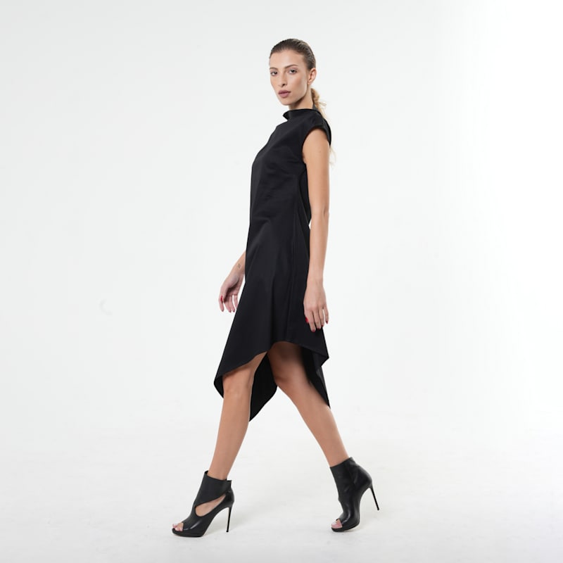 Elegant Asymmetrical Dress In Black | Metamorphoza | Wolf