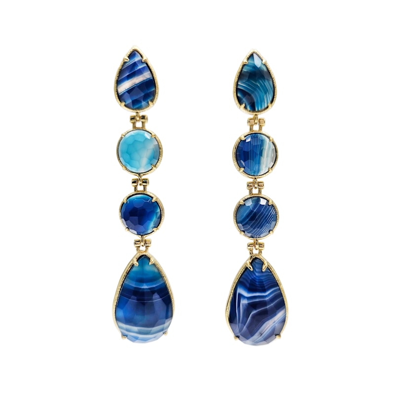 Thumbnail of Elegant Blue Agate Dangle Earrings image