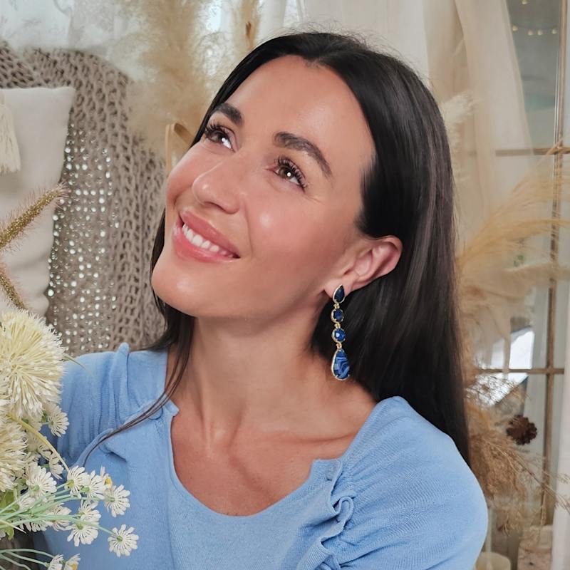 Thumbnail of Elegant Blue Agate Dangle Earrings image