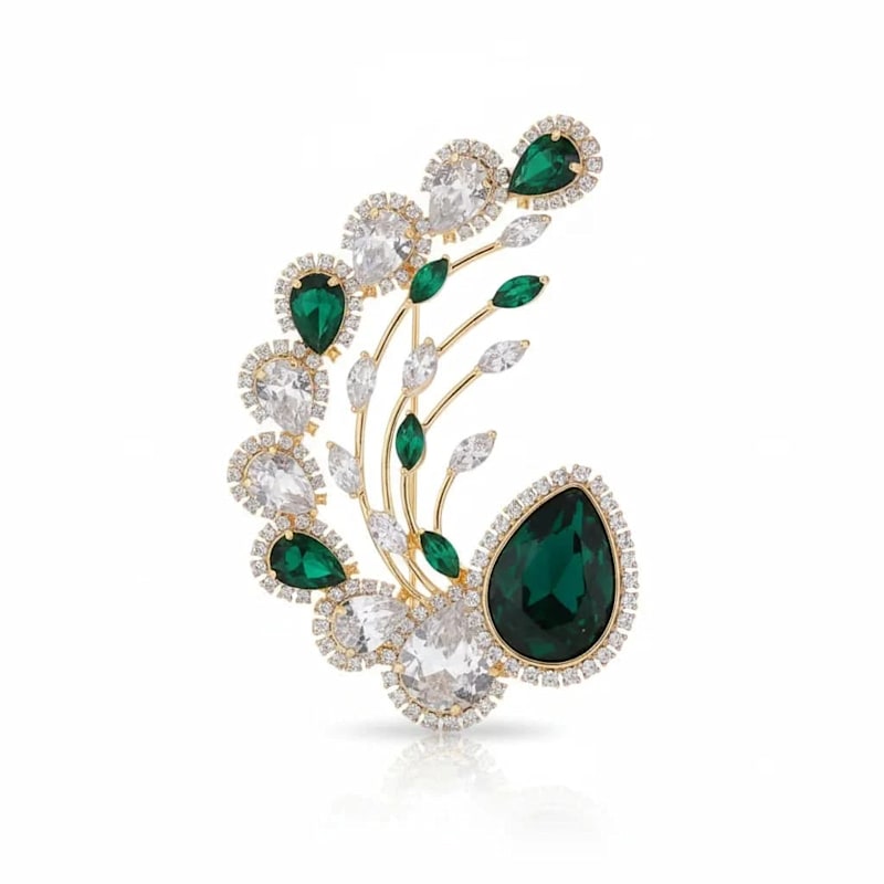 Thumbnail of Elegant Emerald Teardrop Brooch image
