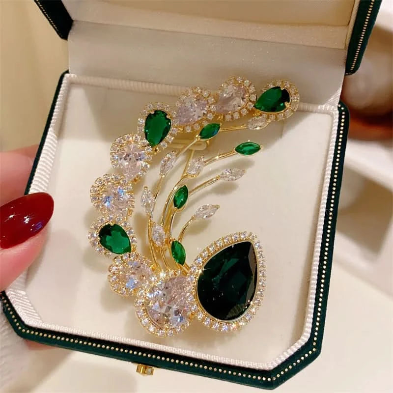 Thumbnail of Elegant Emerald Teardrop Brooch image