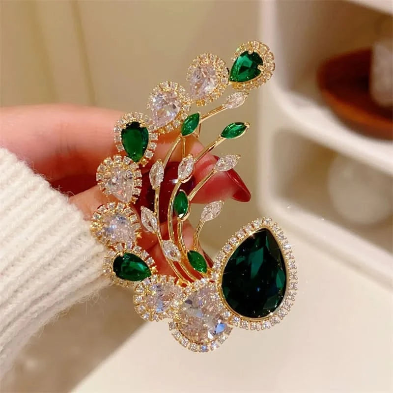 Thumbnail of Elegant Emerald Teardrop Brooch image