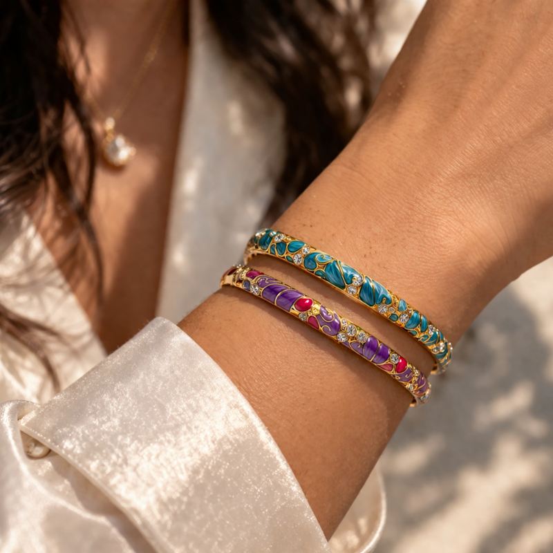 Thumbnail of Elegant Enamel Bangles With Intricate Detailing image
