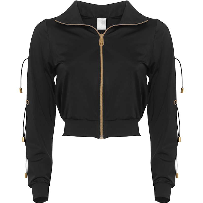 Thumbnail of Fitcy Short Tracksuit Jacket With Golden Details In Black image