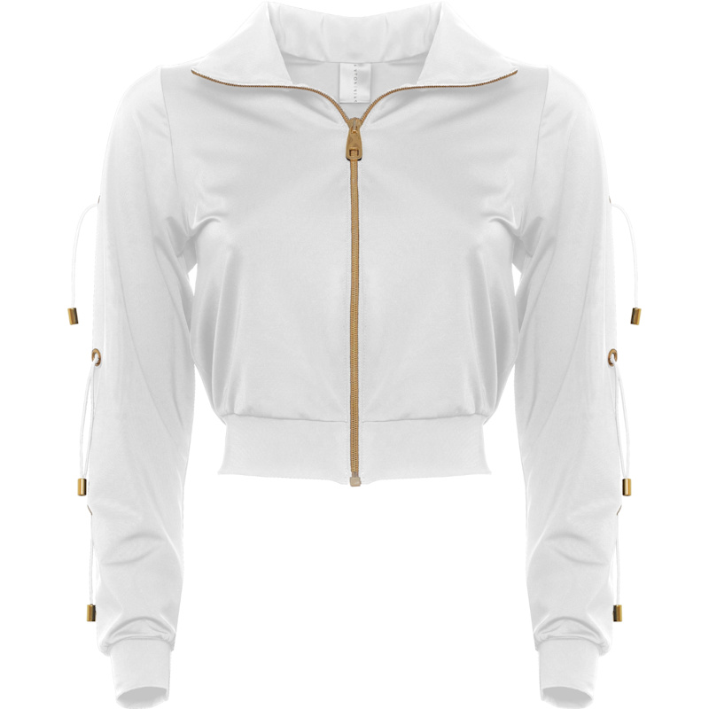 Thumbnail of Fitcy Short Tracksuit Jacket With Golden Details In White image