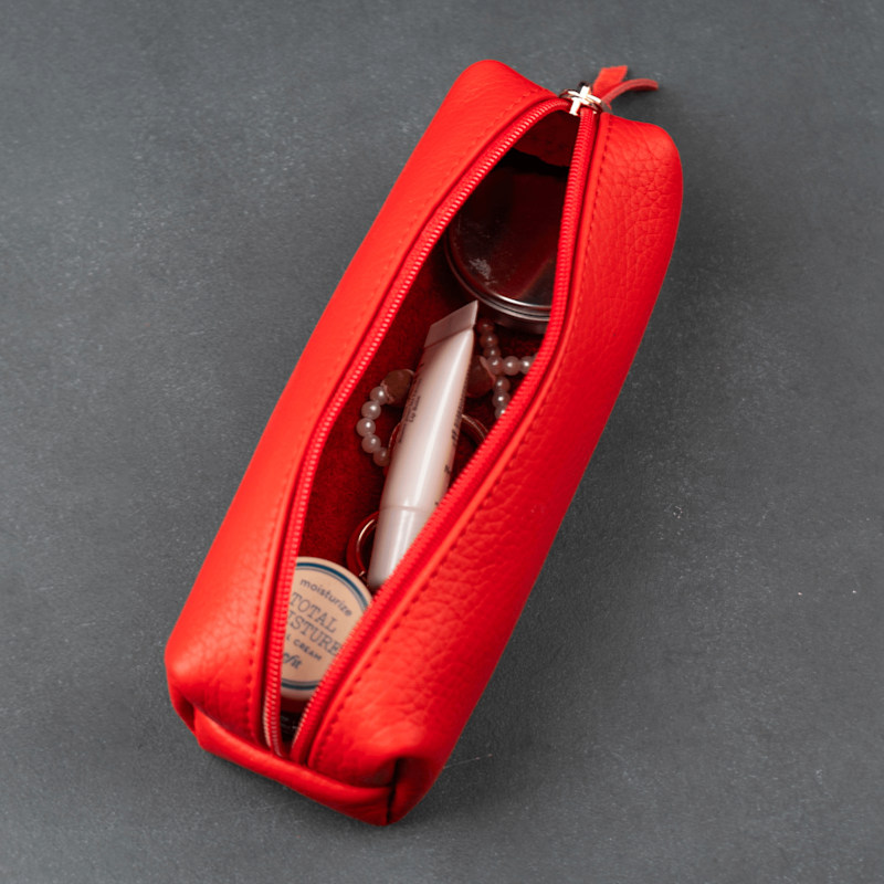 Thumbnail of Elegant Leather Makeup Bag - Red - Aurora image
