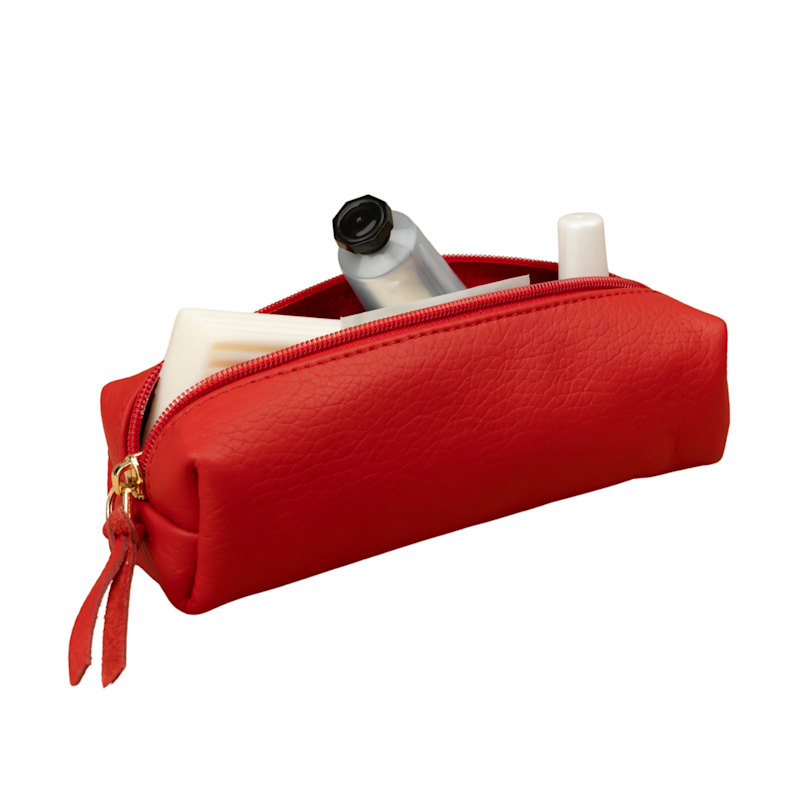 Thumbnail of Elegant Leather Makeup Bag - Red - Aurora image