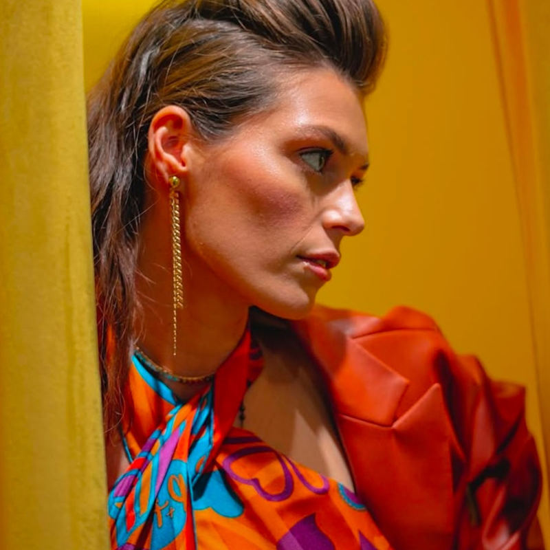 Thumbnail of Elegante Gold Chevron Dangle Earrings image