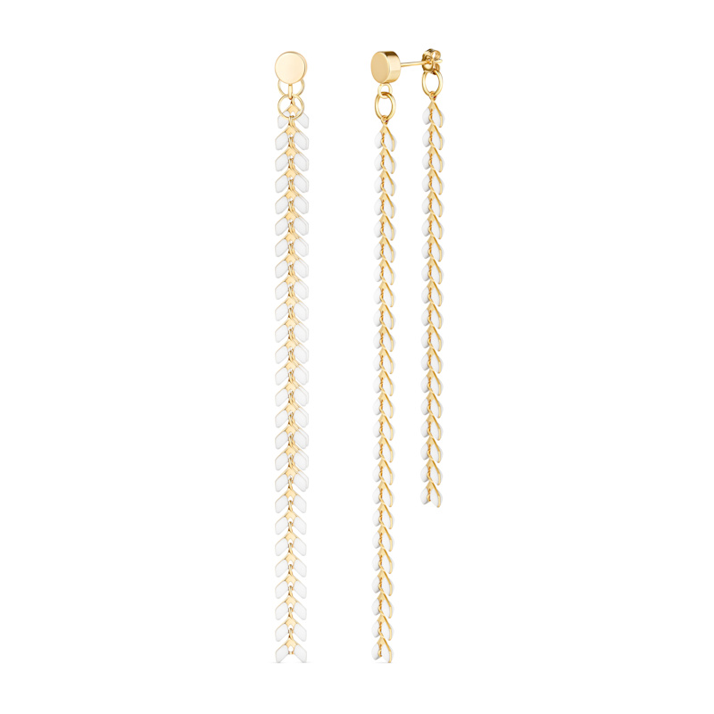 Thumbnail of Elegante White Chevron Dangle Earrings image