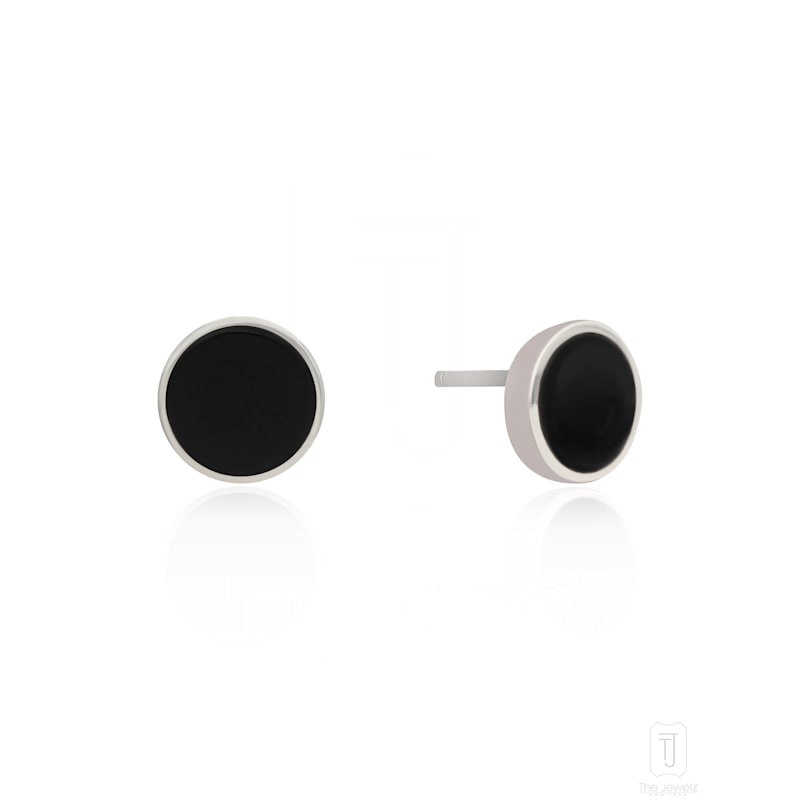 Thumbnail of Elements Onyx Studs In Silver For Men image