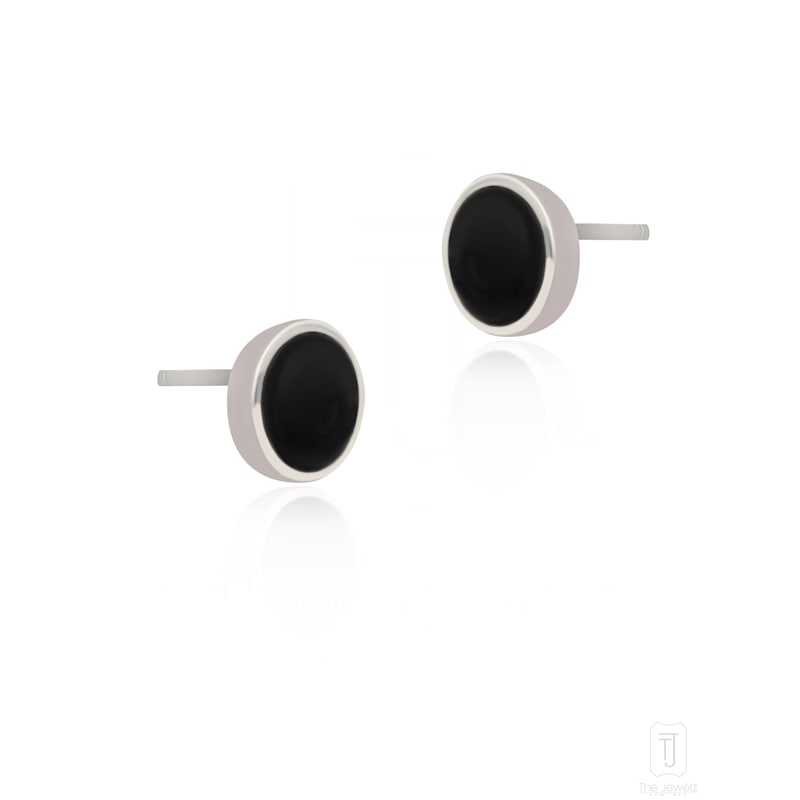 Thumbnail of Elements Onyx Studs In Silver For Men image