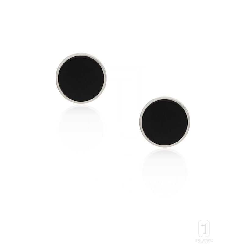 Thumbnail of Elements Onyx Studs In Silver For Men image