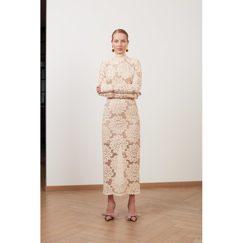 ワンピース HLT Lace Trimmed Floral Dress herlipto Lace Trimmed Floral Dress