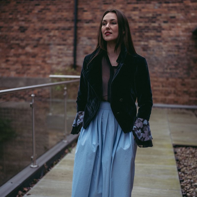 Thumbnail of Elena Cropped Black Velvet Blazer image