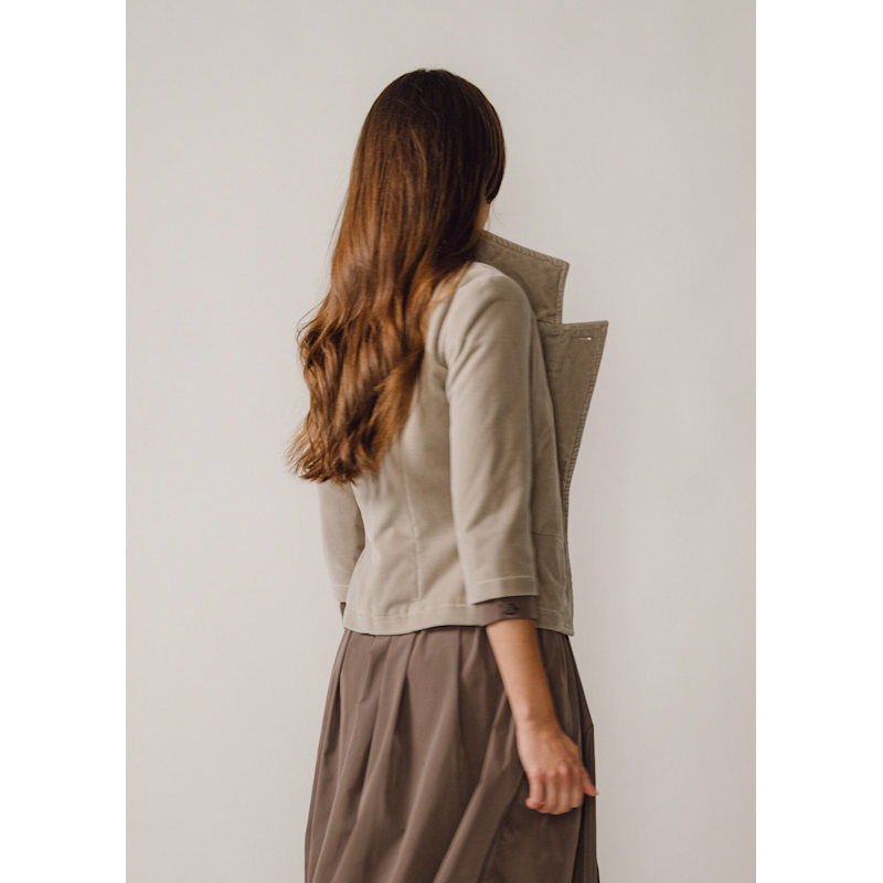 Thumbnail of Elena Cropped Grey Velvet Blazer image