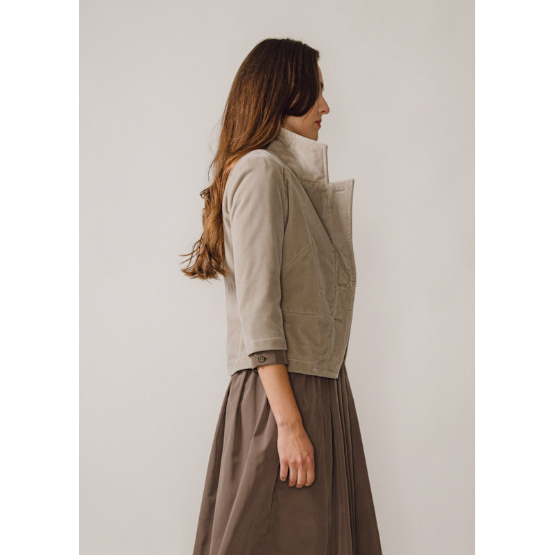 Thumbnail of Elena Cropped Grey Velvet Blazer image