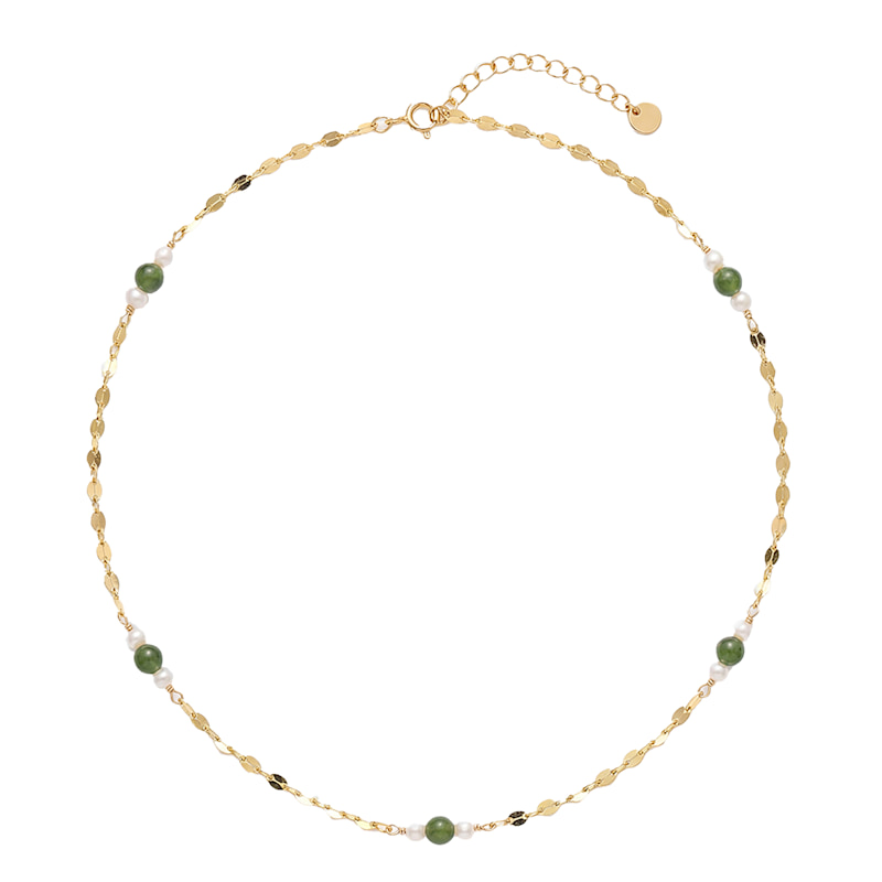 Thumbnail of Elena Jade And Freshwater Pearl Beaded Necklace image