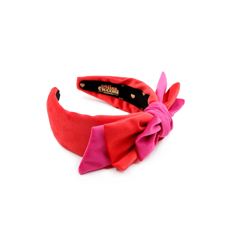 Thumbnail of Eliza - Ferrari Red And Fuchsia Velvet Big Bow Headband image