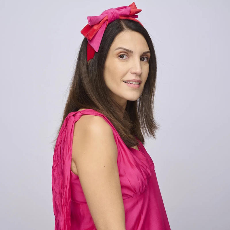 Thumbnail of Eliza - Ferrari Red And Fuchsia Velvet Big Bow Headband image