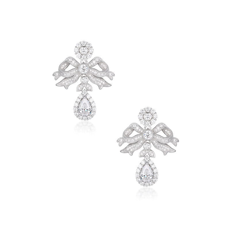 Thumbnail of Elizabeth Bow & Drop Silver Earrings image