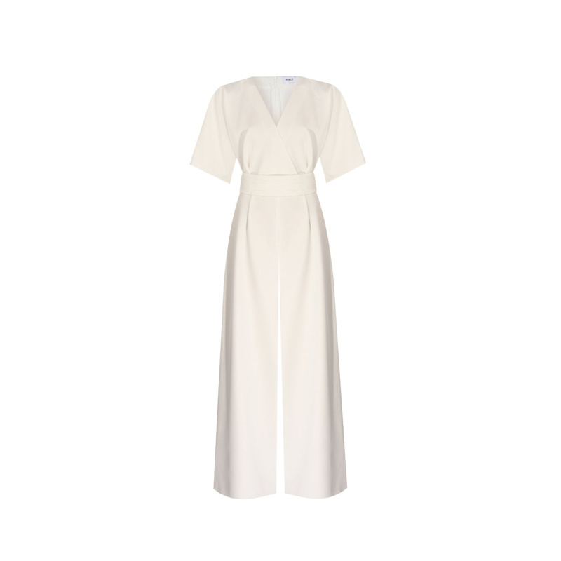 Thumbnail of Ella Envelope V-Neck Jumpsuit - White image