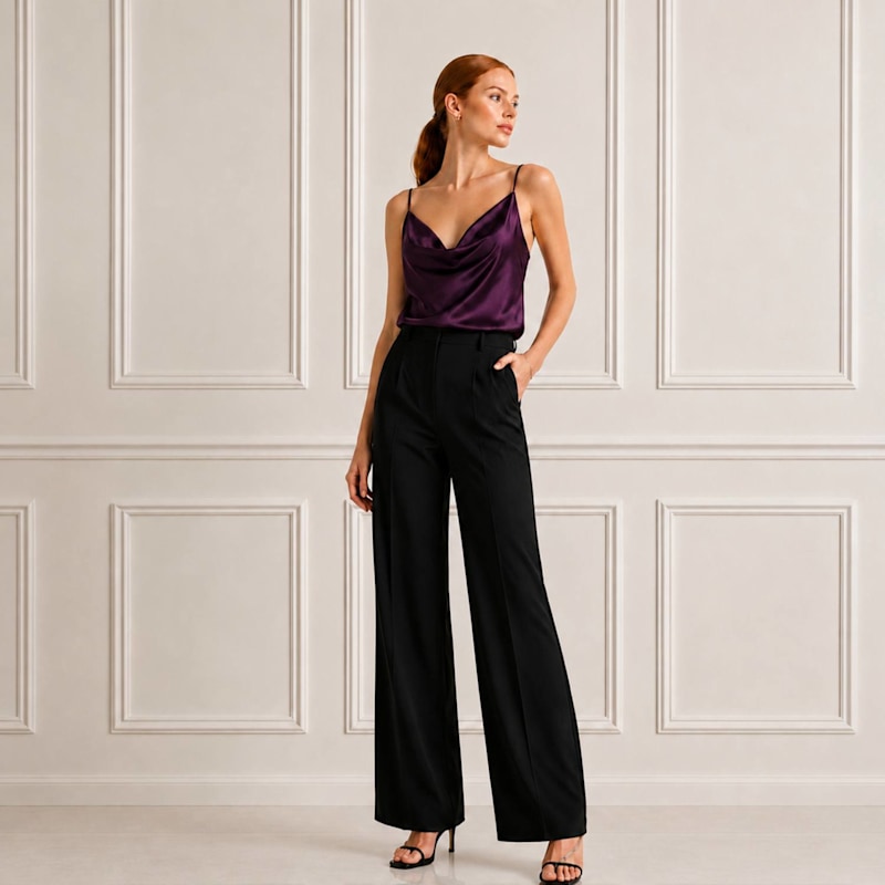 Thumbnail of Elle - Violet Organic Peace Silk Top With Thin Straps image