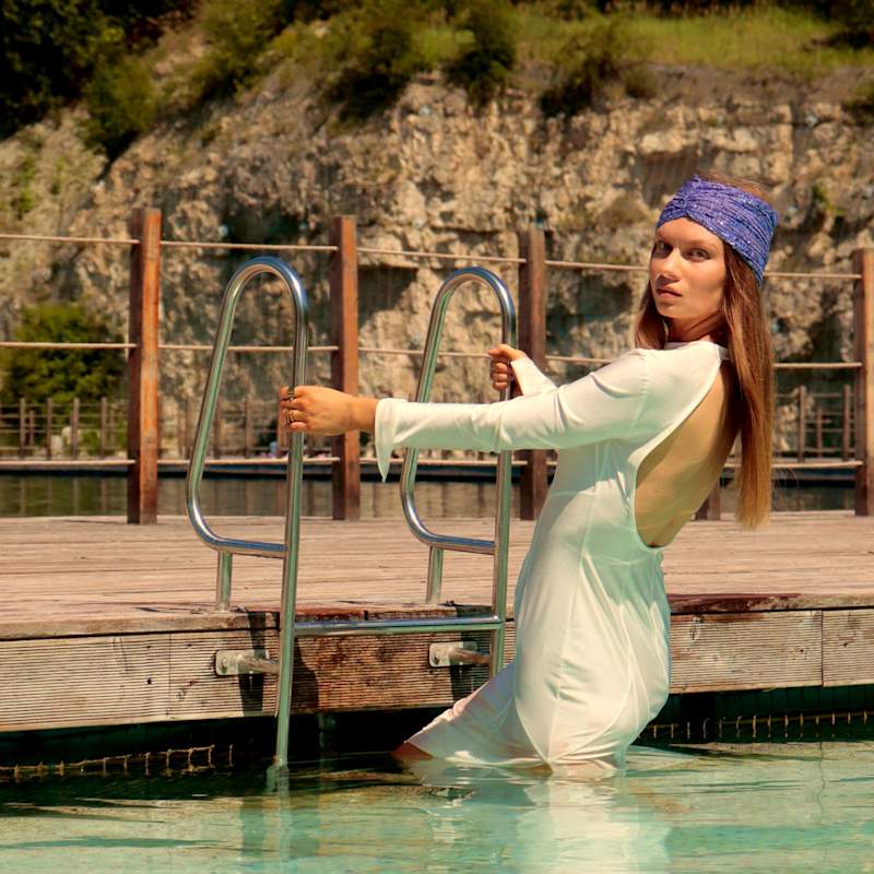 Thumbnail of Elodia Off White Maxi Dress With Long Sleeve image